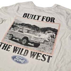 Ford Babydoll Built for the Wild West T-Shirt Graphic‎ Print Cream Womens XS